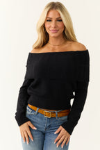 Women's Black Off-Shoulder Sweater