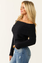 Women's Black Off-Shoulder Sweater