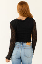 Women's Black Square Neck Lace Corset Top