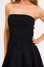 Women's Black Strapless Flared Mini Dress