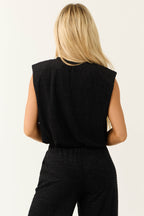 Women's Black Sleeveless Round Neck Top