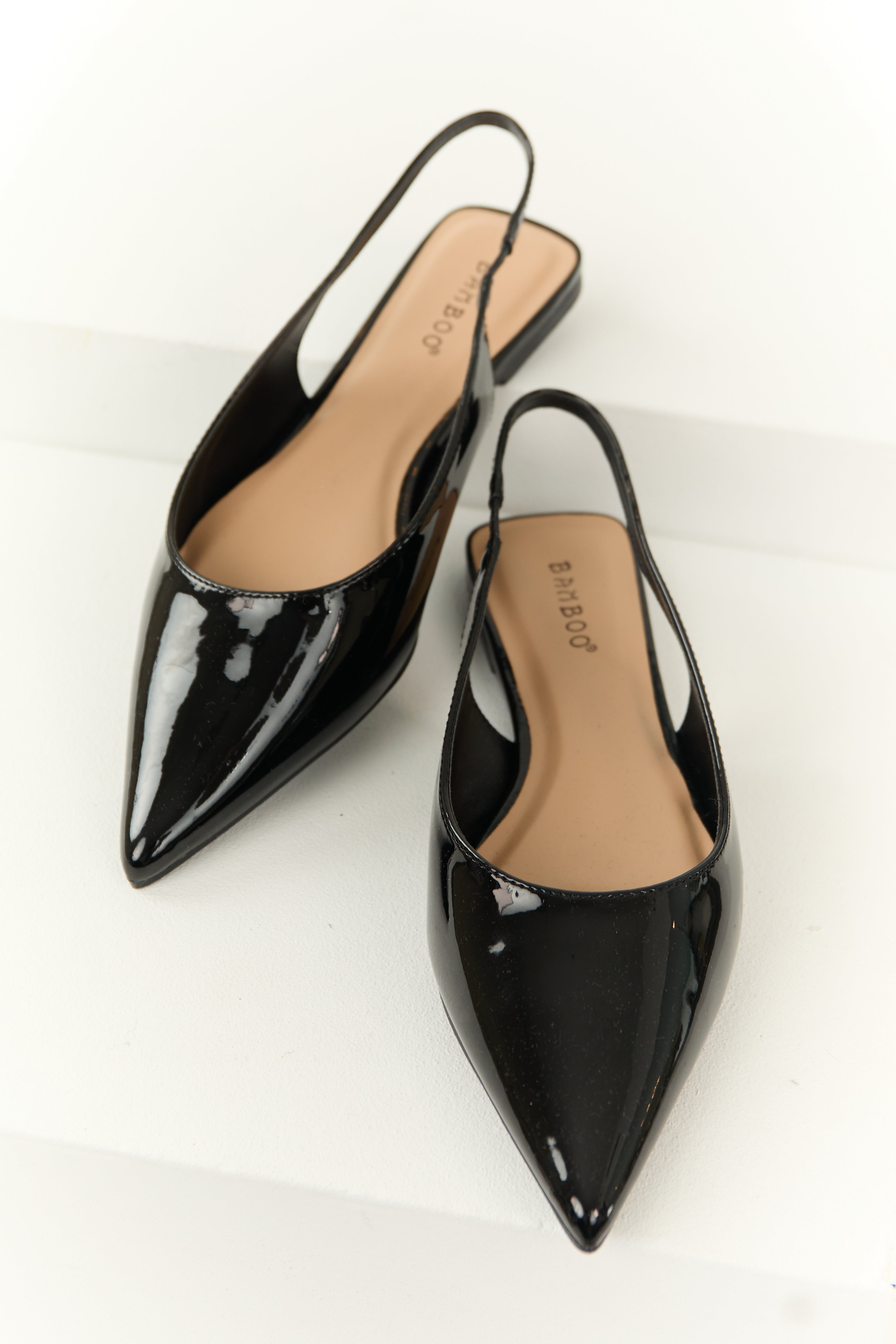 Women's Black Slingback Pointed Toe Flats