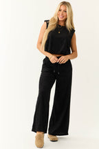 Women's Black Sleeveless Round Neck Top