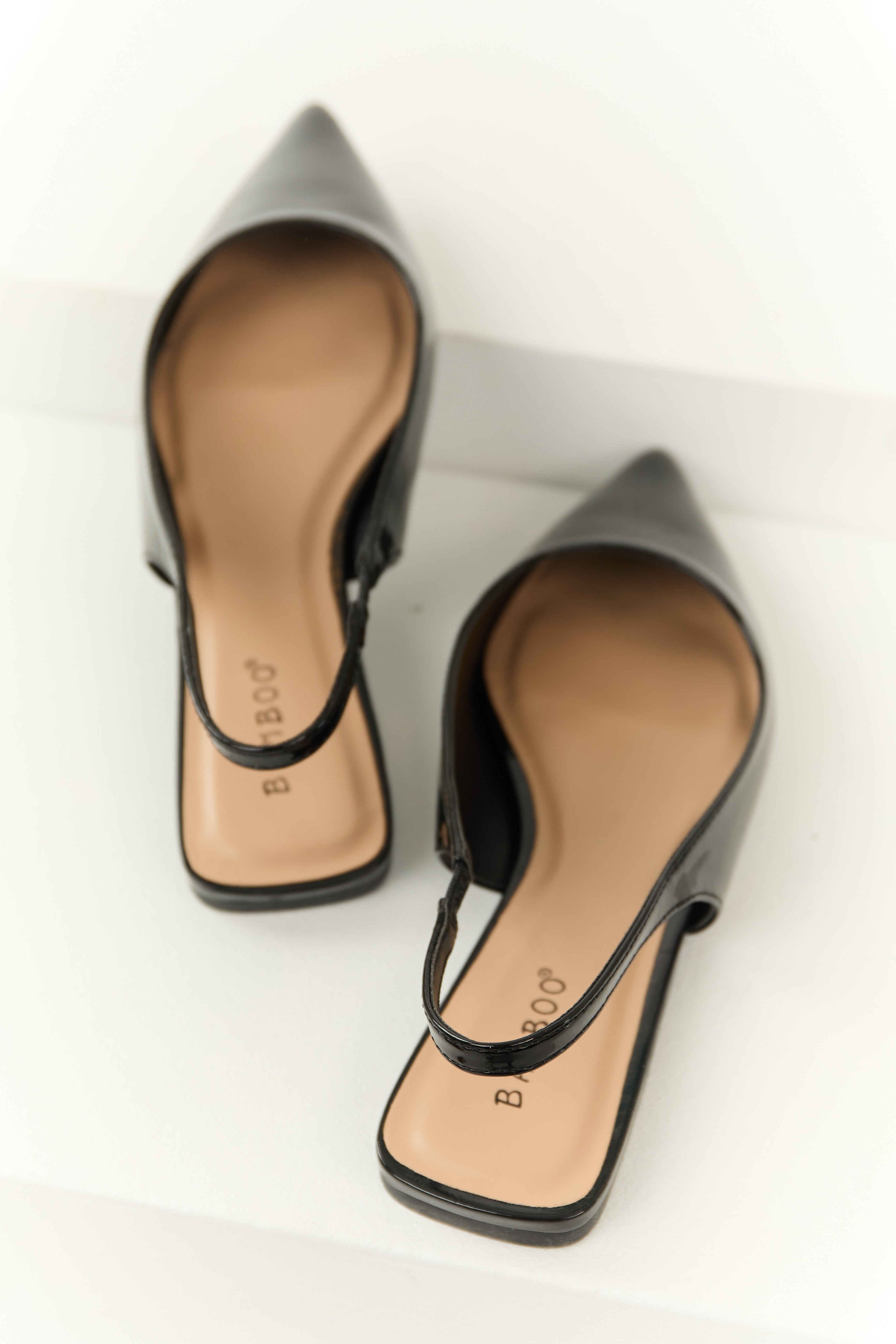 Women's Black Slingback Pointed Toe Flats