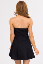 Women's Black Strapless Flared Mini Dress
