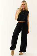 Women's Black Sleeveless Round Neck Top