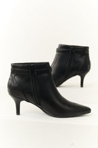Women's Black Stiletto Ankle Booties with Silver Buckle