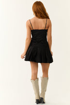 Women's Black Sleeveless Drop Waist Mini Dress